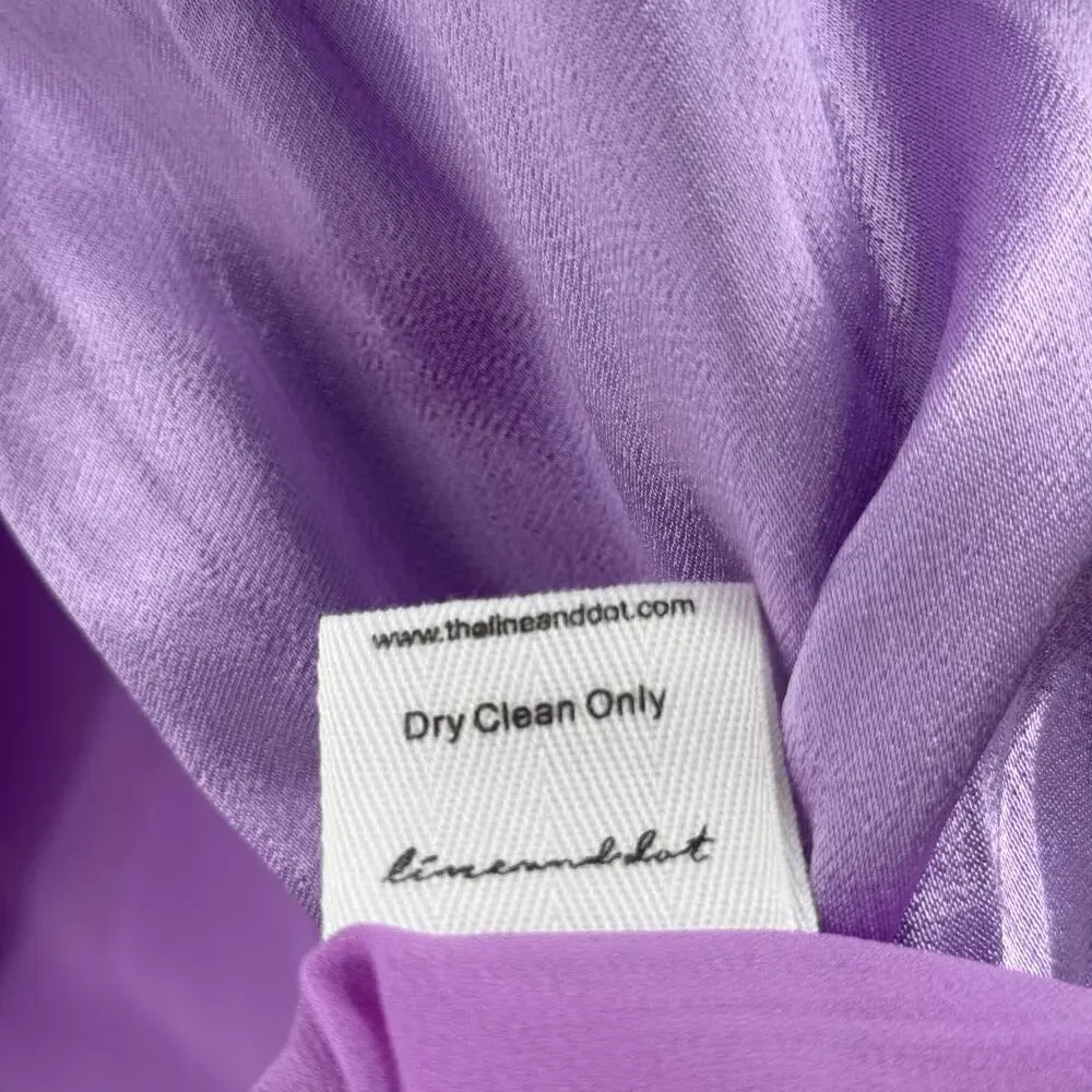 LINE & DOT Adelyn Skirt SZ Small NWT Lilac Purple Satin High Slit Midi Zipper